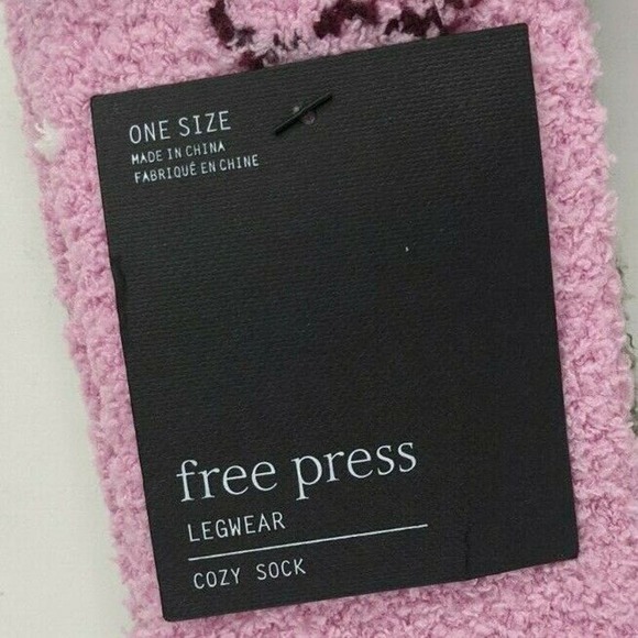 Lot of 2 Free Press Legwear Cozy Sock Set Pink Striped Owls Womens One Size - Picture 5 of 8